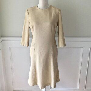 Unger Lightweight Wool Textured Tan Dress 14